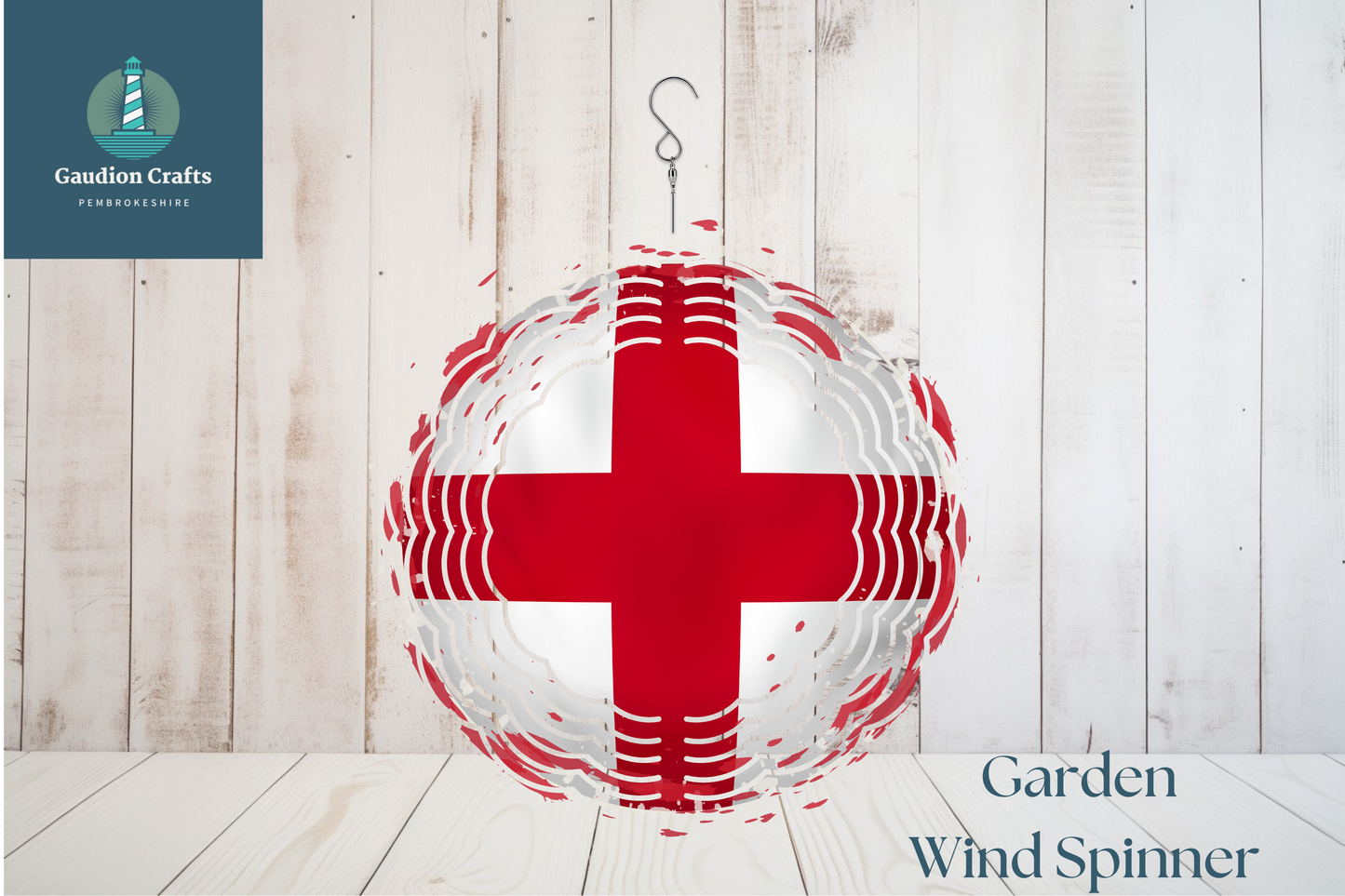 England Flag St George Wind Spinner Aluminium 20cm/8 "