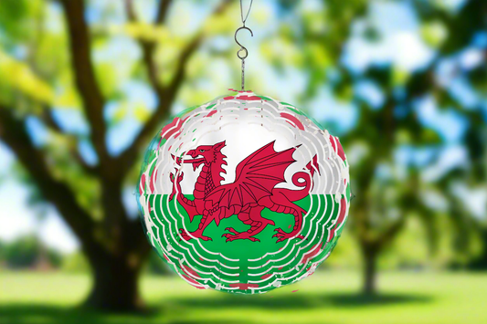 Welsh Dragon Flag Wind Spinner Aluminium 20cm/8 "