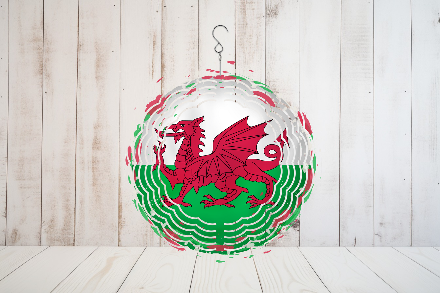 Welsh Dragon Flag Wind Spinner Aluminium 20cm/8 "